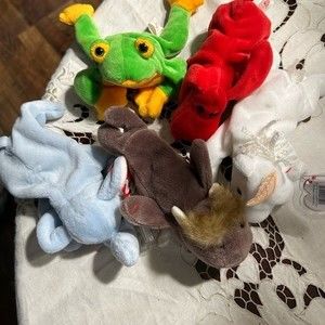 Ty Beanie Baby Peanut Jolly Smoochy Rover Mystic Lot of 5